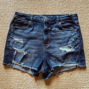NWOT Curvy High Waisted Ripped Dark Wash Shorts